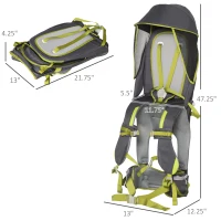 Qaba Baby Shoulder Carrier with Collapsible Fold-Up Design, Baby Hiking Backpack Carrier with Adjustable Waist Belt, Safety Belts, Storage Pockets, Baby Holder for Walking, 6-36 Months(m-3)