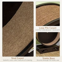 PawHut Round Hamster-Wheel Style Cat Exercise Wheel with Carpet Runway, Wooden Sisal-Covered with Unique Design Grey Brown(m-5)