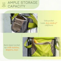 Qaba Baby Shoulder Carrier with Collapsible Fold-Up Design, Baby Hiking Backpack Carrier with Adjustable Waist Belt, Safety Belts, Storage Pockets, Baby Holder for Walking, 6-36 Months(m-7)