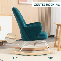 HOMCOM Modern Rocking Chairs, Upholstered Nursery Glider Rocker, Wingback Armchair for Living Room, Bedroom - Blue(m-4)