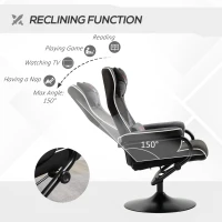 HOMCOM Recliner Chair with Ottoman, Velvet Upholstered Video Gaming Chair, Racing Styled Swivel Recliner with Footrest, Headrest and Lumbar Support, Grey and Black(m-4)