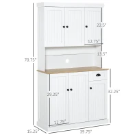 HOMCOM 71" Kitchen Pantry Storage Cabinet with Storage, White(m-3)