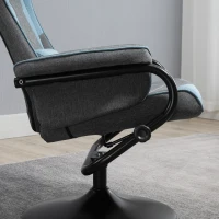 HOMCOM Recliner Chair with Ottoman, Video Gaming Chair, Racing Style Upholstered Swivel Recliner with Footrest, Headrest and Lumbar Support, Grey and Blue(m-9)