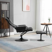 HOMCOM Recliner Chair with Ottoman, Velvet Upholstered Video Gaming Chair, Racing Styled Swivel Recliner with Footrest, Headrest and Lumbar Support, Grey and Black(m-8)