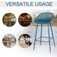 HOMCOM Set of 2 Vintage Metal Bar Stool with Back Rest Counter Stools with Footrest(m-4)