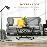 HOMCOM Coffee Table with High Gloss Marble Tabletop, Modern Cocktail Table with Steel Frame for Living Room, Black(m-4)