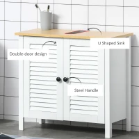 HOMCOM Undersink Restroom 2-Tier Anti-Slip Storage Basin w/ Sink Pipe Slot - White(m-4)