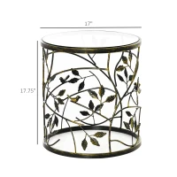 HOMCOM Tempered Glass Coffee Table Accent Side End Table with Vintage Style, Steel Frame for Living Room, Bedroom, Study, No Assembly Required, Bronze(m-3)