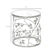 HOMCOM Tempered Glass Coffee Table Accent Side End Table with Vintage Style, Steel Frame for Living Room, Bedroom, Study, No Assembly Required, Grey(m-3)