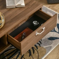 HOMCOM Industrial Coffee Table with Storage Shelves, Drawers, Rectangular Accent Cocktail Table for Living Room, Brown(m-9)