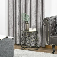 HOMCOM Tempered Glass Coffee Table Accent Side End Table with Vintage Style, Steel Frame for Living Room, Bedroom, Study, No Assembly Required, Bronze(m-7)