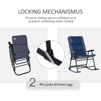 Outsunny 3 Piece Outdoor Folding Rocking Chair and Table Set - Blue and Gray(m-5)