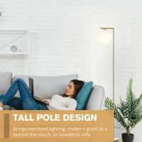 HOMCOM Metal Floor Lamp, Standing Light with 350° Adjustable Lampshade for Living Room, Bedroom, Office, Gold(m-4)