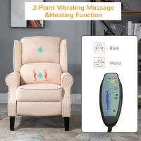HOMCOM Vibration Massage Recliner Chair for Living Room with Heat,  Wingback Single Sofa, Modern Suede Fabric Push Back Reclining Chair with Footrest, Side Pocket, Beige(m-7)