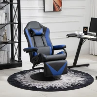 HOMCOM Gaming Recliner, Racing Style Video Gaming Chair with Adjustable Backrest and Footrest, High Back 360 Degree Swivel Computer Chair with Lumbar Support and Headrest, Blue(m-2)