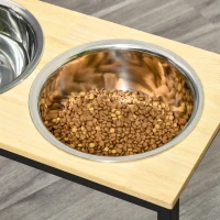 PawHut Elevated Dog Bowls with Stand, Raised Dog Feeder for Large Sized Dogs, Natural(m-8)