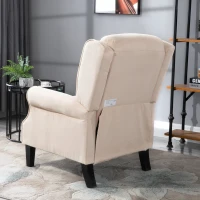 HOMCOM Vibration Massage Recliner Chair for Living Room with Heat,  Wingback Single Sofa, Modern Suede Fabric Push Back Reclining Chair with Footrest, Side Pocket, Beige(m-9)