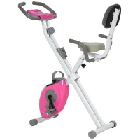 Soozier Foldable Magnetic Exercise Bike Indoor Stationary Upright Fitness Bike Pink(m-2)