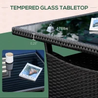 Outsunny 4 Pieces Patio Wicker Dining Sets, Outdoor PE Rattan Sectional Conversation Set with Cushions & Dining Table, Bench for Garden, Backyard, Lawn, Navy Blue(m-7)