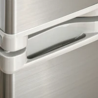 HOMCOM Mini Fridge with Freezer Compact Refrigerator 3 Cu Ft with 2 Doors Adjustable Temperature Removable Glass Shelves and Reversible Door for Office Motor Home Dormitory Apartment Bedroom Silver(m-12)