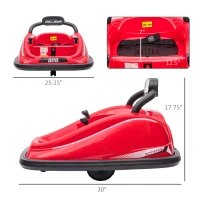 Aosom 12V Kids Bumper Car Twins Motor with Parent Remote Control, Safety Belt, Lights, 360° Rotation, Red(m-3)