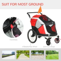 Aosom 2-in-1 Travel Dog Stroller, Small Pet Bicycle Cart Carrier with Safety Leash, and Easy Fold Design, Red(m-7)