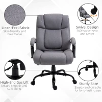 Vinsetto Big and Tall Executive Office Chair, Ergonomic Heavy-Duty High Back Computer Desk Chair 484lbs with Wide Seat,  Linen Fabric, Adjustable Height, Swivel Wheels, Light Gray(m-8)