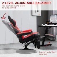 HOMCOM Gaming Recliner, Racing Style Video Gaming Chair with Adjustable Backrest and Footrest, High Back 360 Degree Swivel Computer Chair with Lumbar Support and Headrest, Red(m-4)