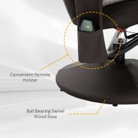 HOMCOM Massaging Faux Leather Recliner Chair and Ottoman Set, Swivel Vibration Massage Lounge Chair with Remote Control for Living Room, Bedroom, or Office, Brown(m-7)