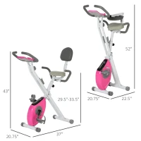 Soozier Foldable Magnetic Exercise Bike Indoor Stationary Upright Fitness Bike Pink(m-3)