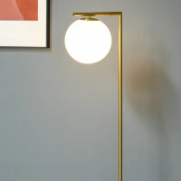 HOMCOM Metal Floor Lamp, Standing Light with 350° Adjustable Lampshade for Living Room, Bedroom, Office, Gold(m-9)
