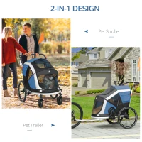 Aosom 2-in-1 Travel Dog Stroller, Small Pet Bicycle Cart Carrier with Safety Leash, and Easy Fold Design, Dark Blue(m-6)