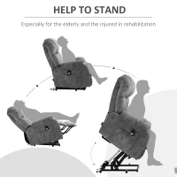 HOMCOM Power Lift Chair, Electric Recliner for the Elderly, Compact Living Room Chair with Side Pocket & Remote Control, Gray(m-5)