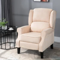 HOMCOM Vibration Massage Recliner Chair for Living Room with Heat,  Wingback Single Sofa, Modern Suede Fabric Push Back Reclining Chair with Footrest, Side Pocket, Beige(m-2)