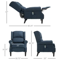 HOMCOM Wingback Heated Vibrating Accent Sofa, Vintage Upholstered Massage Recliner Chair Push-back with Remote Controller, Blue(m-3)