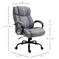 Vinsetto Big and Tall Executive Office Chair, Ergonomic Heavy-Duty High Back Computer Desk Chair 484lbs with Wide Seat,  Linen Fabric, Adjustable Height, Swivel Wheels, Light Gray(m-3)