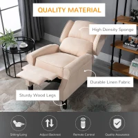 HOMCOM Vibration Massage Recliner Chair for Living Room with Heat,  Wingback Single Sofa, Modern Suede Fabric Push Back Reclining Chair with Footrest, Side Pocket, Beige(m-5)