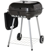 Outsunny 22" Charcoal Barbecue Grill with Portable Wheel, Side Tray and Lower Shelf for Outdoor BBQ for Garden, Backyard, Poolside