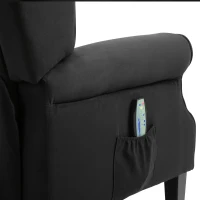 HOMCOM Vibration Massage Recliner Chair for Living Room with Heat,  Wingback Single Sofa, Modern Suede Fabric Push Back Reclining Chair with Footrest, Side Pocket, Black(m-14)