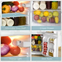 HOMCOM Mini Fridge 3.2 Cu.Ft with Freezer, Adjustable Shelf, Compact Refrigerator for Dorm, Office, White(m-4)