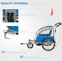 Aosom Elite 360 Swivel Double Child Two-Wheel Bicycle Cargo Trailer With 2 Security Harnesses, Blue(m-5)