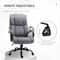 Vinsetto Big and Tall Executive Office Chair, Ergonomic Heavy-Duty High Back Computer Desk Chair 484lbs with Wide Seat,  Linen Fabric, Adjustable Height, Swivel Wheels, Light Gray(m-5)