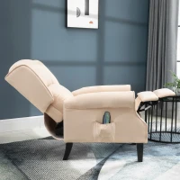 HOMCOM Vibration Massage Recliner Chair for Living Room with Heat,  Wingback Single Sofa, Modern Suede Fabric Push Back Reclining Chair with Footrest, Side Pocket, Beige(m-8)