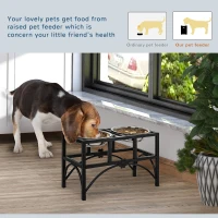 PawHut 17" Double Stainless Steel Heavy Duty Dog Food Bowl Elevated Pet Feeding Station(m-6)