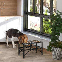 PawHut 17" Double Stainless Steel Heavy Duty Dog Food Bowl Elevated Pet Feeding Station(m-2)