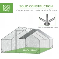PawHut 10' x 20' x 6.5' Chicken Coop Cage, Outdoor Hen House w/Cover & Lockable Door(m-6)
