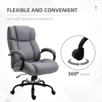 Vinsetto Big and Tall Executive Office Chair, Ergonomic Heavy-Duty High Back Computer Desk Chair 484lbs with Wide Seat,  Linen Fabric, Adjustable Height, Swivel Wheels, Light Gray(m-7)