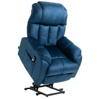 HOMCOM Power Lift Chair, Electric Recliner for the Elderly, Compact Living Room Chair with Side Pocket & Remote Control, Blue(m-1)