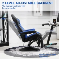 HOMCOM Gaming Recliner, Racing Style Video Gaming Chair with Adjustable Backrest and Footrest, High Back 360 Degree Swivel Computer Chair with Lumbar Support and Headrest, Blue(m-4)