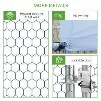 PawHut 10' x 20' x 6.5' Chicken Coop Cage, Outdoor Hen House w/Cover & Lockable Door(m-7)